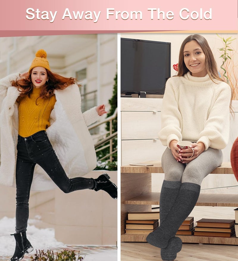 BLONGW Warm Thermal Boot Socks for Women - Knee High, Winter, Running, Hiking, Gifts - Thick Socks for Cold Weather - Image 2